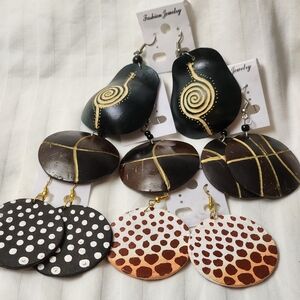 Fashion Jewelry Black and Brown Earrings Set